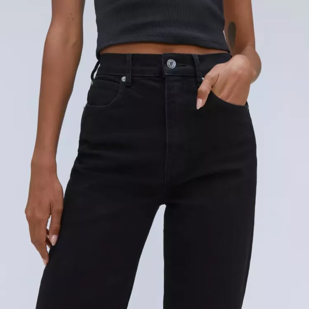 Everlane Way High Jeans low stretch black color size 35 long high rise new tags - Picture 3 of 9